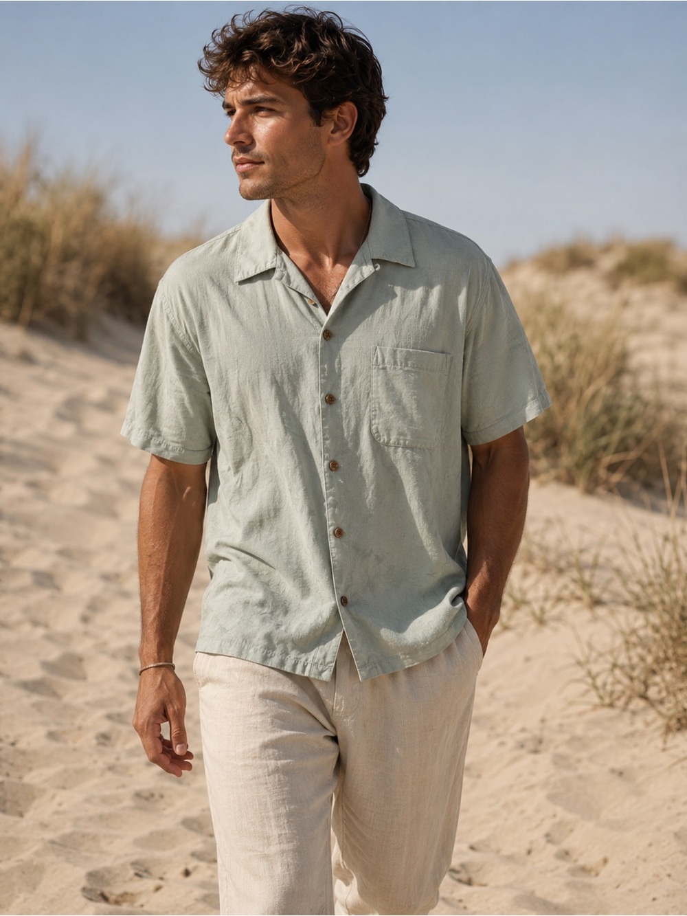 Caribbean Men’s Short-Sleeve Button-Down Shirt in Size 2X